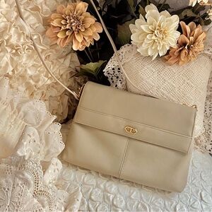 Vintage Taupe Gold Accent Bag